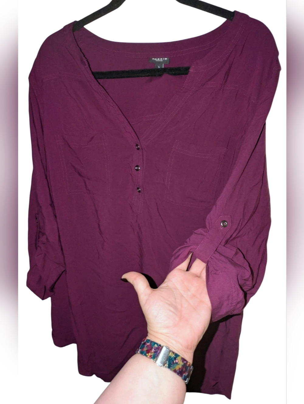Torrid Harper Georgette Pullover Blouse Purple 2 - Picture 2 of 7